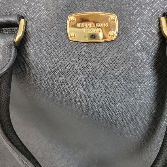 MICHAEL Michael Kors Women Bag Black Leather Cindy Dome Satchel Detachable Strap - Picture 6 of 14